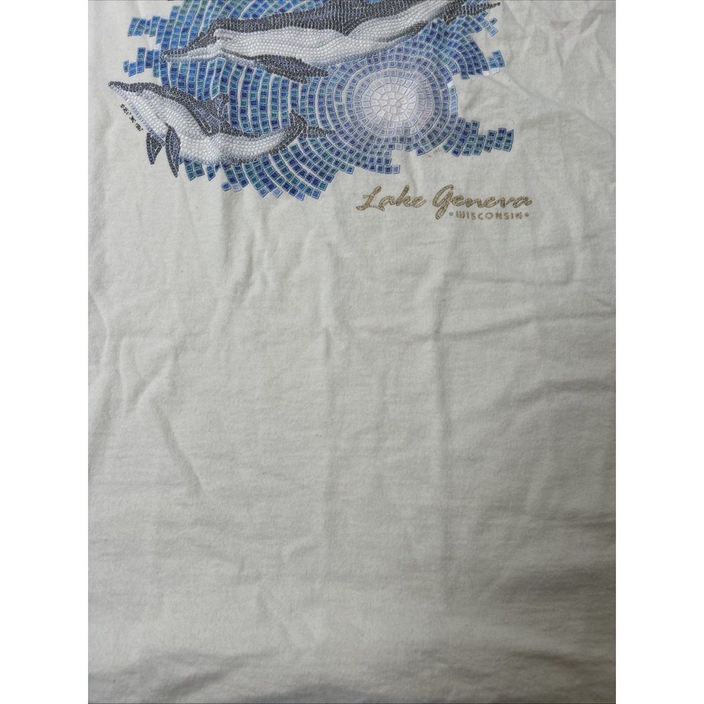 Vintage Fruit Of The Loom T Shirt Lake Geneva Wisconsin Men's Size XL White 1997 - Picture 5 of 12